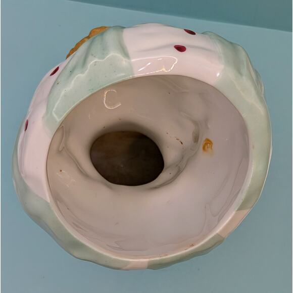 Lady Head vase Ucagco Ceramics Hand Painted Turban Rose Stamped Japan Blue Green - Picture 6 of 8